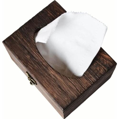 Country Rustic Brown Torched Wood Bathroom Facial Tissue Box Holder Cover Napkin Dispenser cajas organizadoras de plastico