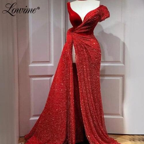 Burgundy Beads Dubai Evening Dress Long Party Dress With High Split Side 2020 Plus Size Arabic Prom Dresses Vestidos De Fiesta