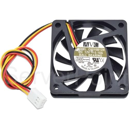 For AVC Cooling Fan C6010B12H DC12V 0.10A Three Wires Square Fan