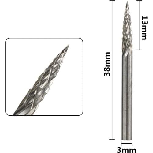 G Type Tungsten Carbide Rotary Burrs 10Pcs 3X3Mm Wood Carving Bit Rotary File