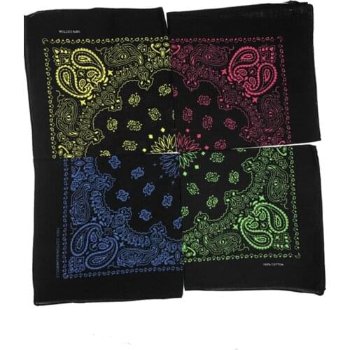 Unisex Cotton Blend Black Hip Hop Bandana Headwear Sports Hair Band Scarf Neck Wrist Wrap Band Magic Head Print Square Scarf