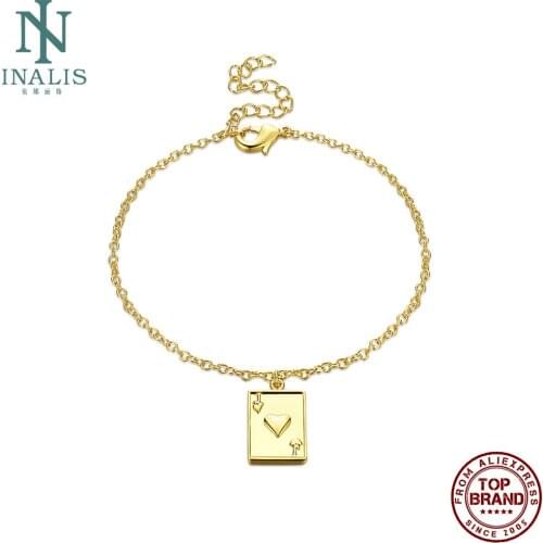 INALIS Luxurious Gold Color Women Bracelet Poker Heart Shape J Unique Design Bracelets Prom Gift To Girlfriend Fashion Jewelry