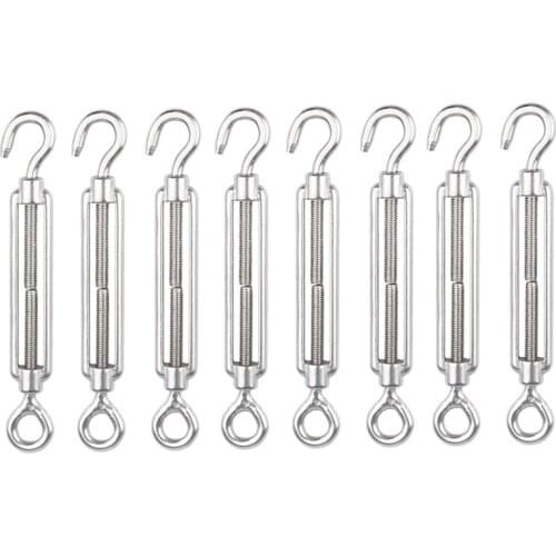 M4 Stainless Steel 304 Hook & Eye Turnbuckle Wire Rope Tension Pack Of 8