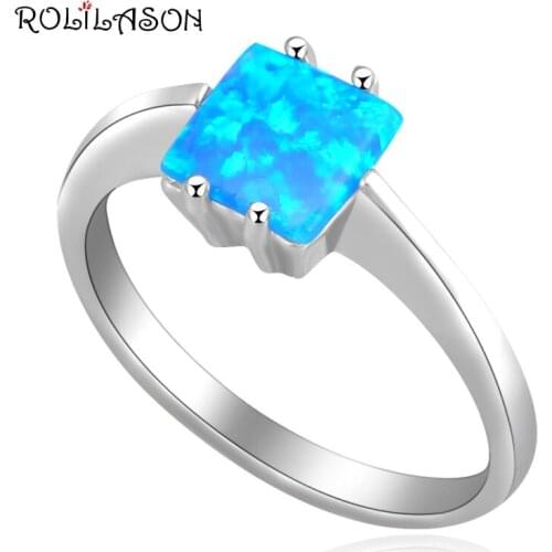 Royal Designer Wholesale & Retail blue Fire Opal silver plated Prom party fashion jewelry Rings USA size #6.75 #7.5 OR462