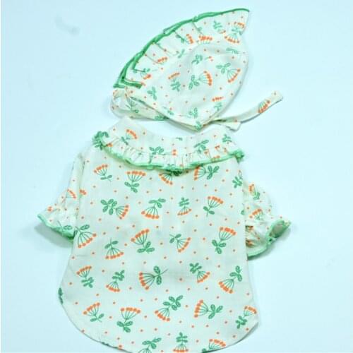 Summer Cat Dog Shirt with Hat Puppy Small Dog Costumes Yorkshire Pomeranian Bichon Poodle Schnauzer Clothing Outdoor Pet Clothes