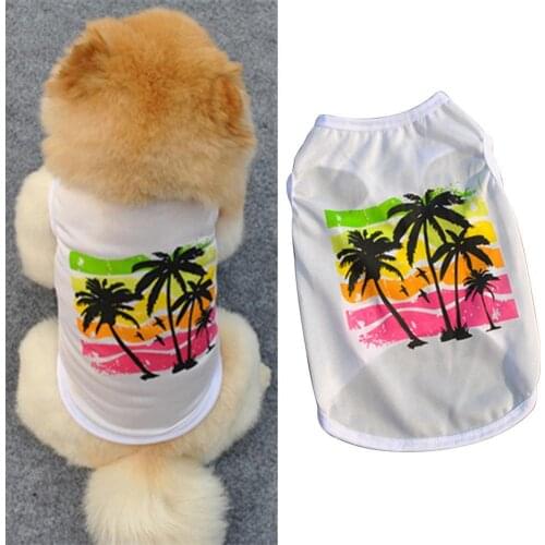 Dog Puppy Cat Fashion Coconut Tree Print Summer Travel Vacation Vest Top Pet Costume Apparel Pets Clothing for Dog Accessories