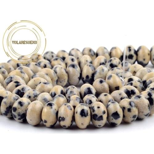 Natural Stone Dalmatian Jaspers Rondelle Beads For Jewelry Making 4/6/8mm Loose Spacer Beads Diy Bracelet Necklace Accessories