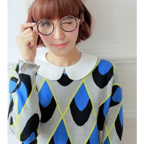 New Women Solid Shirt Cotton False Doll Collar White & Black Blouse Vintage Detachable Adjust Clothes Accessories 649C