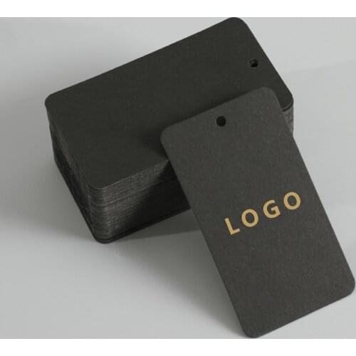 Wholesale Blank Black Hang Tag 90x50mm 400gsm Paper Garment Hanging Tag Customized Size / Logo / Shape OEM Apparel Hangtag