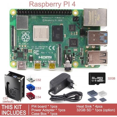 2019 new released original Raspberry Pi 4 Model B BCM2711 Quad-core CPU 1.5Ghz 1GB/2GB/4GB SDRAM Development Board Kit