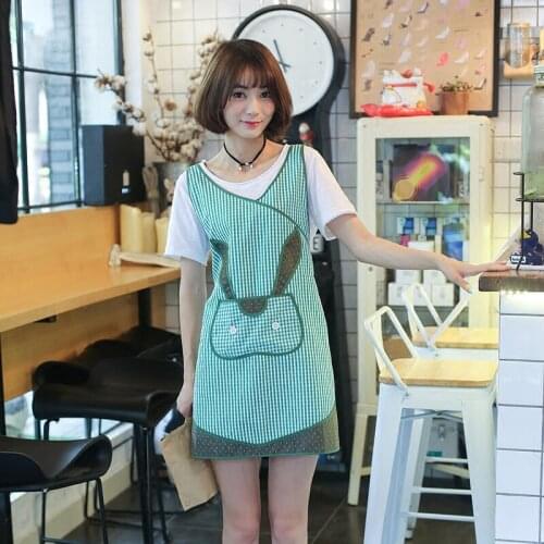 Original green cute rabbit Korean version of the apron designer cafe home work clothes oil-proof