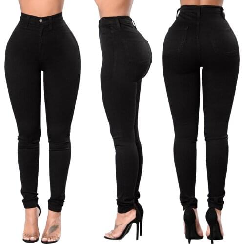 Sexy High Waist Black Jeans Autumn New Women Casual White Full Length Pants Female Washed Denim Skinny Stretch Pencil Pants
