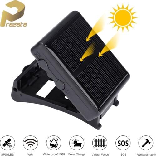 Prazata Pet GPS Tracker Dog Solar Tracker GPS For Cow Dog Waterproof SOS Alarm Long Standby Geo-fence Pet Locator Free Web APP