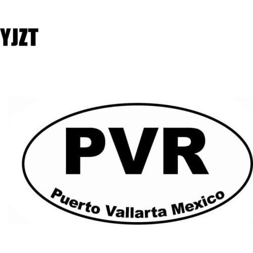 YJZT 14.8CM*7.8CM PVR PUERTO VALLARTA MEXICO Oval Vinyl Car Sticker Decal Black Silver C10-01546
