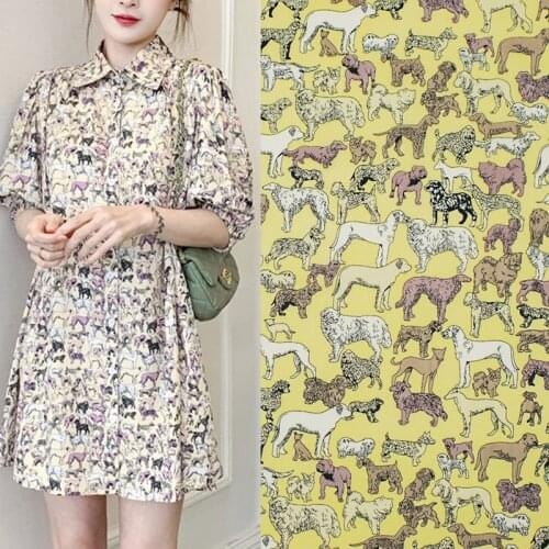 Yellow animal world print pure cotton fabric for dress tissus coton imprimé sewing telas algodon estampadas ткань au mètre tissu