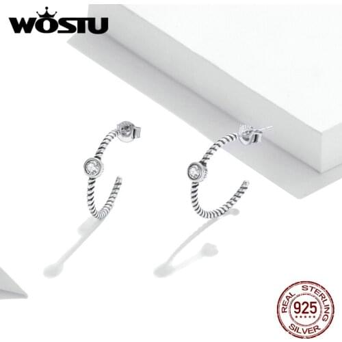 Genuine 925 Sterling Silver Dazzling Cubic Zircon Geometric Small Stud Earrings for Women Sterling Silver Jewelry BKE1122