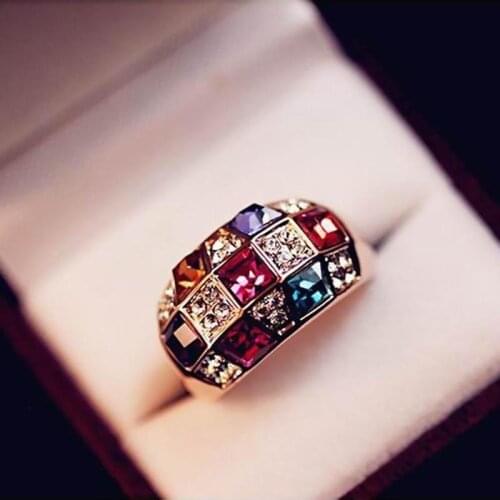 1 Piece Colorful Zircon Rings Women Unique Party Wedding Gift Ring for Lady Fashion Jewelry