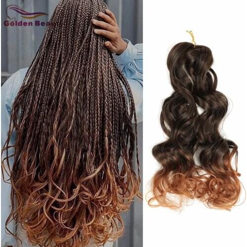 GoldenBeauty Loose Braids Synthetic Hair Crochet Braiding Low Temperature Fiber Blonde Wine Black Brown 20inch Loose Curly End