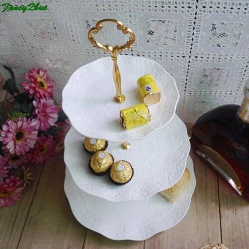 1 Sets 2 Or 3 Tier Cake Plate Stand Handle Crown Fitting Metal Wedding Party Silver/Golden (Plate Not Include)