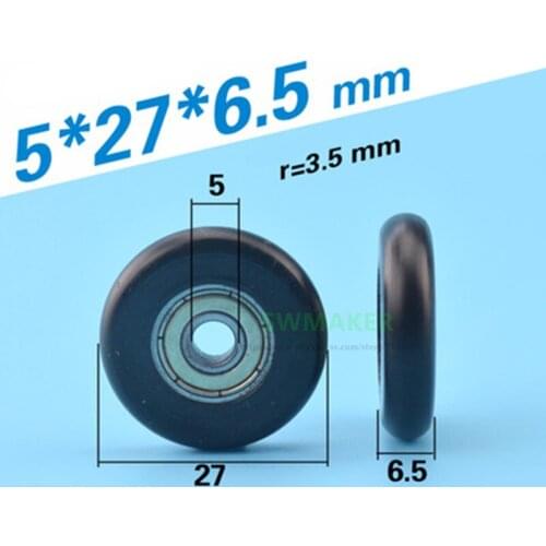 1pcs 5x27x6.5mm 5*27*6.5mm R type POM pulley plastic small wheel nylon 625zz bearing doors and Windows pulley