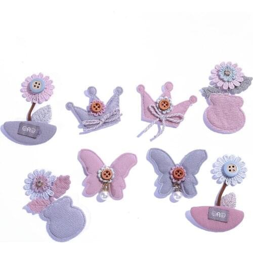 10pcs/lot Multi style Flower Appliques for Children Headwear Hair clip Accessories and Garment Accessories