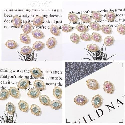 100Pcs Luxury Zircon 3D Nail Art Decorations Shiny Glass Diamonds Crystal Alloy Encrusted Jewelry Manicure Design Accessories