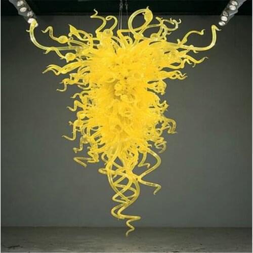 100% Mouth Blown Borosilicate Living Room Murano Glass Art Yellow Chihuly Style Chandeliers