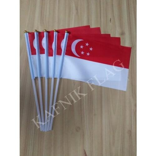 KAFNIK,5pcs Singapore 14*21cm hand flag Free Shipping