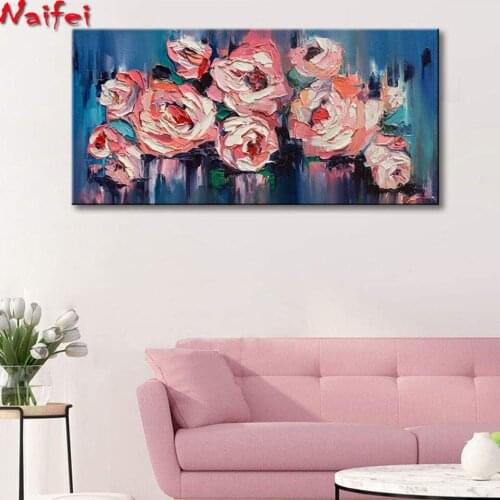 5D DIY Diamond Painting Red Peony Flowers Blue Background Inlay Crafts Cross Stitch Rhinestone Mosaic Gifts Diamond Embroidery
