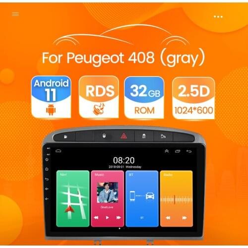 HD 2+32G Android 11 Car Radio Multimedia GPS Player for 2010-2015 2016 PEUGEOT 308 408 car Audio navigation with SWC DVR camera