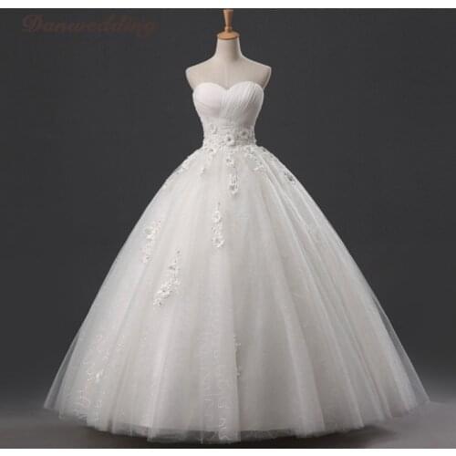 Hot Sale Tulle Ball Gown Wedding Dress Sweetheart-Neck Lace Applique Flowers Bridal Dress Plus Size Wedding Gowns Real Photo