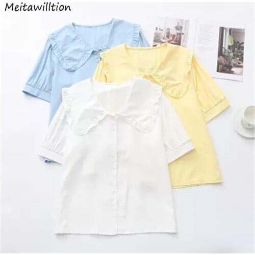 2021 Summer Korean Fashion Womens Tops And Blouses Ladies Short Sleeve White Shirts Female Turn Down Collar Office Wear
