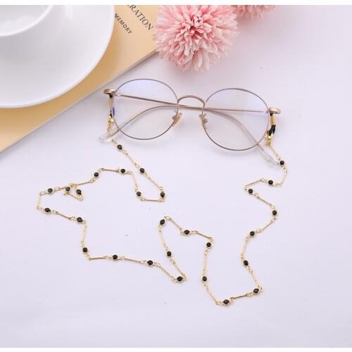 SKYRIM New Fashion Womens Eyeglass Chains Black Crystal Sunglasses Reading Glasses Chain Eyewears Cord Holder Neck Strap Rope