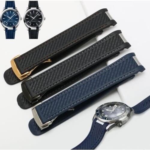 Watch Bracelet For Omega SEAMASTER 300 AT150 PLANET OCEAN Fold Buckle Strap Watch Accessories Rubber Silicone Watch Band Chain
