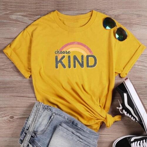 Colored Choose Kind Rainbow art T-Shirt funny 100% Cotton graphic Fashion tumblr unisex women quote casual grunge tshirt top tee