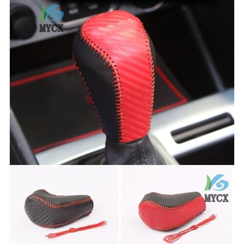 For Hyundai Tucson 2015 2016 2017 2018 New Black Chrome PU Leather Automatic Transmission Gear Shift Shifter Lever Knob