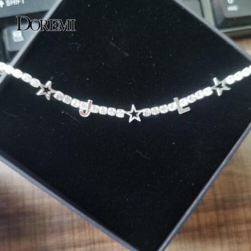 DOREMI Custom Zircon Chain Name Bracelets Name Bracelet Stainless Steel Zircon Chain Name Bracelet for Women Gifts
