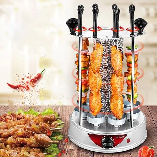 Electric smokeless skewers automatic rotating 10-prong timing barbecue machine