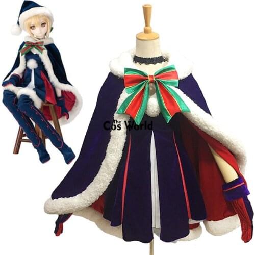 Fate Grand Order Black Saber Christmas Dress Uniform Cloak Outfit Anime Cosplay Costumes