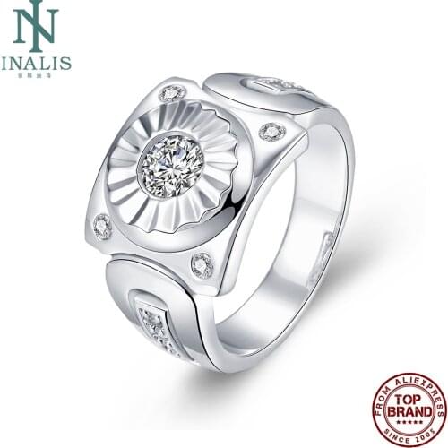 INALIS White Rings For Women With Round 5A Clear Cubic Zirconia Romantic Engagement Female Ring Fashion Jewelry Free Shipping