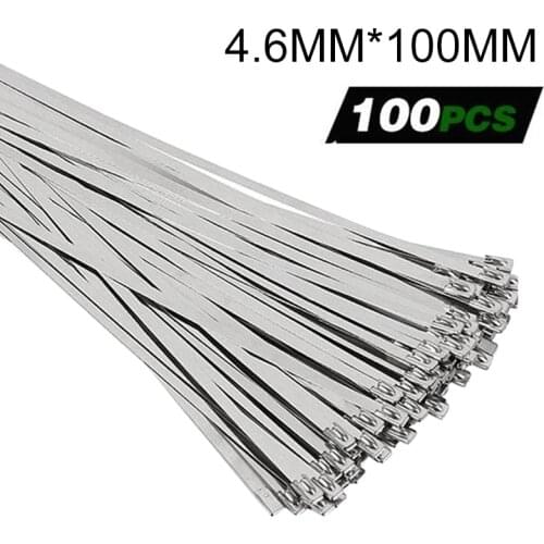 100PCS/Set Stainless Steel Cable Tie High-Quality Multi-Purpose Locking Cable Metal Zip Ties Self Locking 4.6mm Drop Shipping