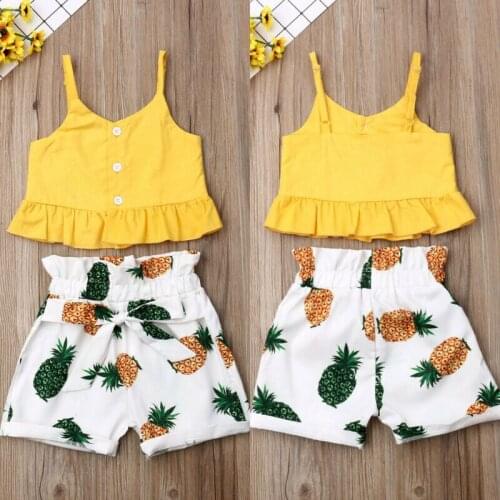 Toddler Kids Baby Girl Clothes Set Tank Top Pineapple Print Shorts 2pcs Summer Sleeveless Outfits Casual Summer Clothing