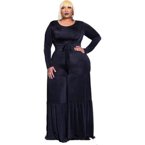 Fall Clothes Womens Long Sleeve Crop Tops and Pants Set Sexy 2 Piece Outfits for Plus Size Women Clothing Wholesale Dropshipping