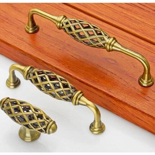 Creative Durable Home Birdcage Vintage Bronze Black Cabinet Cupboard Round Handles Wardrobe Drawer Closet Door Iron Pull Knobs