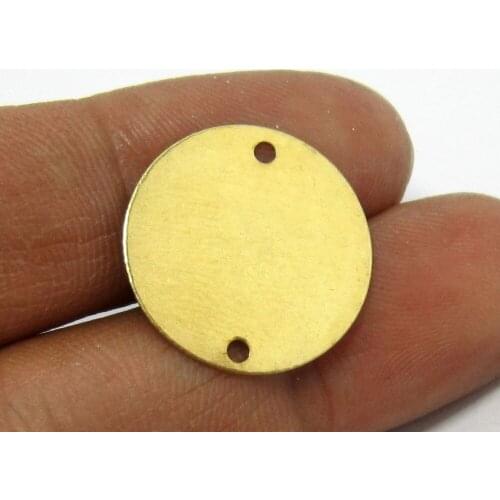 100pcs Brass pendant 20mm Raw brass round disc stamping tags with 2 holes R364