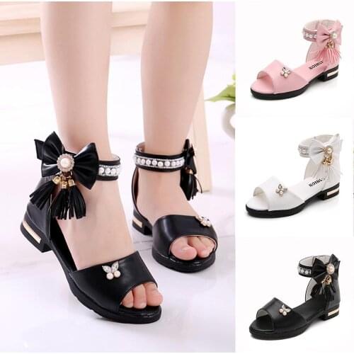 2019 Summer Fashion Children Baby Girl Butterfly-knot Sandals Fringe Roma Bowknot Crystal Single Princess Sandals Shoes