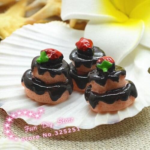 Cute resin imitation cake with strawberry Cabochon Flat back for decoration 50pcs/lot 18mm