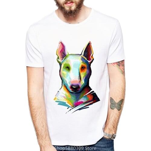 2020 Men Animal Pug Fashion Short Sleeve T Shirt Man English Bull Terrier Digital Painting T-Shirt Mens Print Tee Shirt