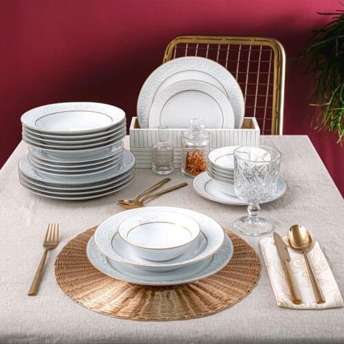 24-Piece White Porcelain Dinner Set Dinnerware Set with Bowl,Dinner Plate,Dessert&Soup Plate Set Gift