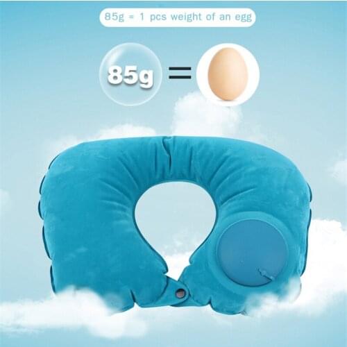 Push Automatic Inflatable Pillow Neckrest Folding Comfortable Pillows Travel Portable Pillow for Train Airplane Sleep Memory